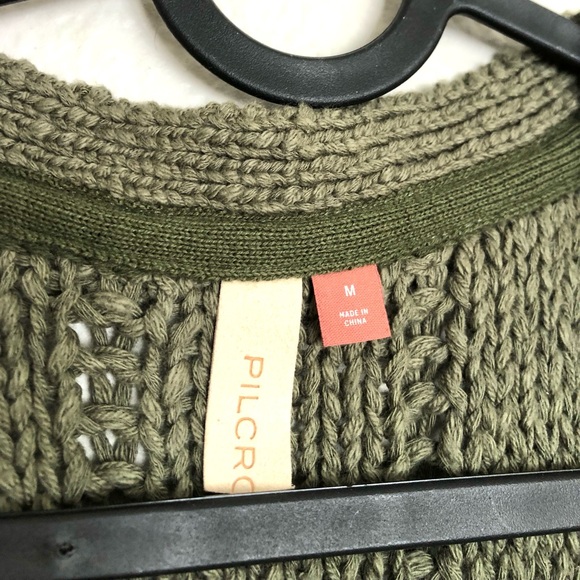 Anthropology Pilcro Olive V-Neck Cable Knit Sweater Vest - Picture 2 of 7